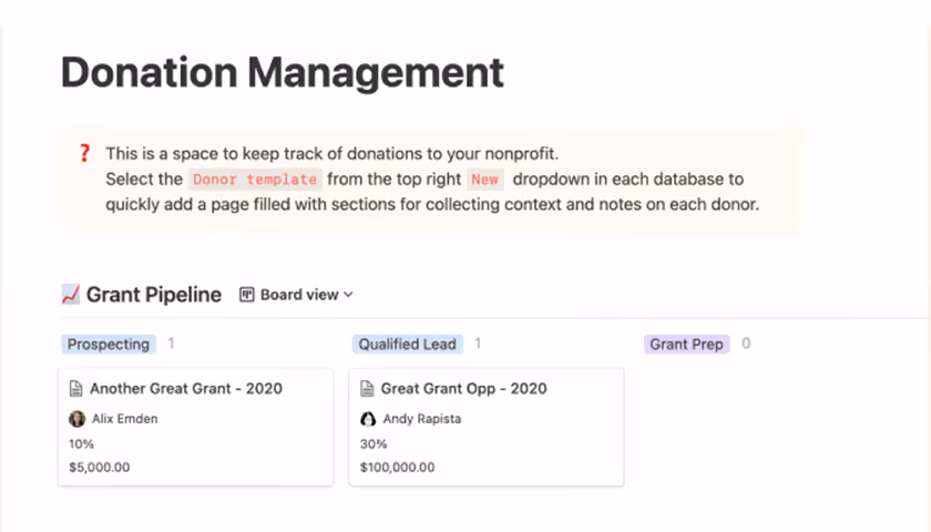 기부금 관리 템플릿 프로덕트 이미지
